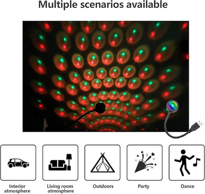 USB Projector Night Light,4 Colors & 9 Functional Modes Car Roof Lights,Flexible Adjustable Interior Starlight Lamps, Portable LED Atmosphere Lights for Auto Decor,Bedroom,Ceiling, Party
