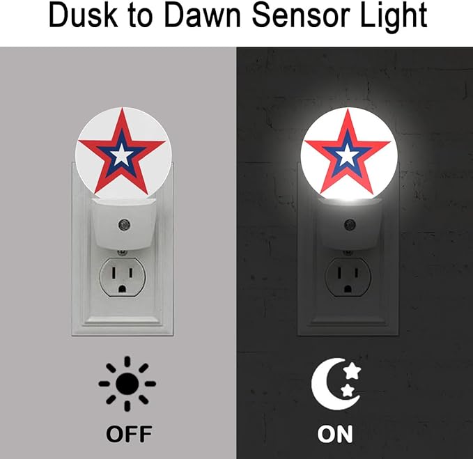 Red Blue Star Night Light Plug Into Wall Auto Led Sleep Round Lamp for Living Room Hallway Stairs