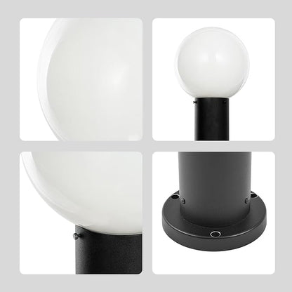 35.5" Outdoor Post Light, Modern Outside Bollard Light with Opal Glass Globe, Black Aluminum Pathway Lamp Post Light for Walkway Driveway Patio Garden, Hardwired, E26 Bulb Not Included