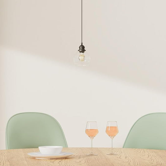 Pendant Lights Kitchen Island, Black Pendant Light with Glass Lampshade, 71 Inch Adjustable Hanging Lamp for Kitchen Living Room, Modern Farmhouse Industrial Ceiling Lighting Fixture(E26 Base,No Bulb)