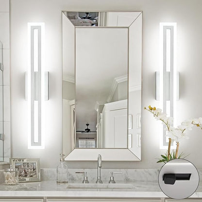 SOLFART Brushed Nickel Vanity Lights for Bathroom 5 Color Adjustable Dimmable 24 Inch Led Vanity Light 5CCT