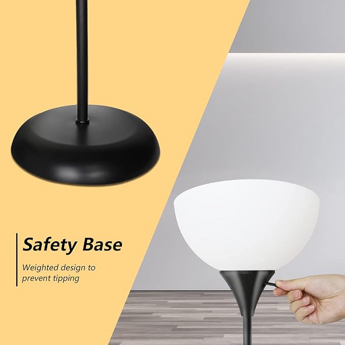 RISLG Standing Lamp, Led Floor Lamps for Living Room, Drop-Resistant White Lampshade, Rotary Switch, Industrial Metal Tall Lamp for Living Room Bedroom Study Office Kid’s Room