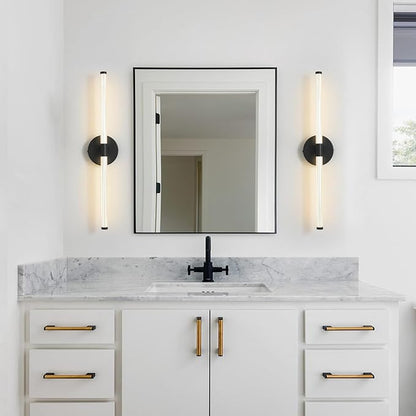 KUZZULL Wall Sconces Set of Two Matte Black LED Wall Lights Modern Linear Sconces Lighting Indoor Sconces Wall Decor Set of 2 Mounted Lamp for Living Room Wall Scones, Wall Lights Set of 2