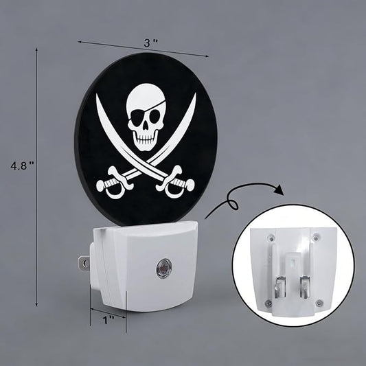 Skull Pirate Night Light Plug-in Sleep Lamp Led Dusk to Dawn Night Light for Bedroom