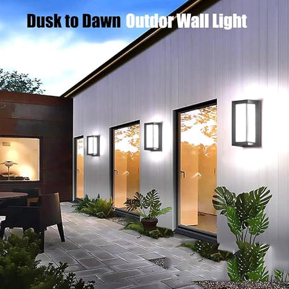 Sytmhoe Outdoor Wall Light Dusk to Dawn,Modern Exterior Wall Sconce LED,6000k Black Exterior Wall Fixtures,Ouside Light for House Garage Walkway Backyard Garden