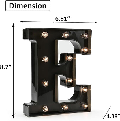 OYCBUZO Light Up Black Alphabet Marquee Letters Sign LED Marquee Number Lights Sign for Night Light Home Bar Christmas Lamp Birthday Party Wedding Decoration E