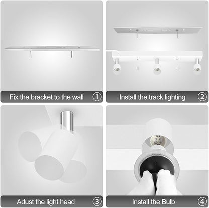 Plug in Track Lighting, 16" LED Track Light Fixtures Ceiling, White 3 Way GU10 Wall Spotlight, Rotatable Track Head, Plug in Ceiling Light Kitchen Hallway Living Room,15 Foot Power Cord(NO Bulb)