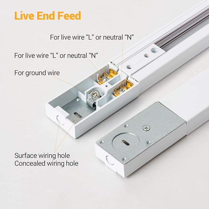 VANoopee 6-Light LED Track Lighting Kit with 6.6FT H Type Track Rails, Dimmable Track Light Heads Bright Ceiling Spotlight Fixture for Kitchen Accent Art, 3000K Warm White, No Flicker 10W 800lm White