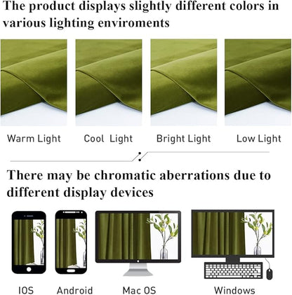 StangH Olive Green Velvet Curtains for Bedroom, Back Tab Light Blocking Thermal Insulated Window Door Drapes for Living Room/Farmhouse/Office, W52 x L84, 1 Panel