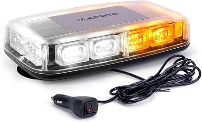 Xprite Upgraded 12" 72LED Rooftop Mini Strobe Lights, Emergency Safety Flashing Beacon Light bar with Magnetic Base for 12V-24V Construction Vehicles, Trucks, Snow Plow, Postal Car (Amber/White)
