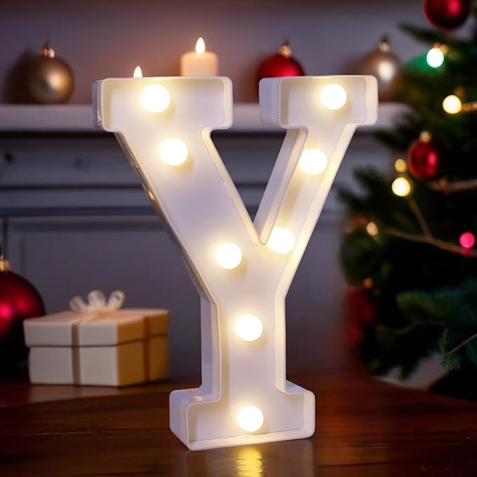 LED Light Up Marquee Letters, Battery Powered Decorative LED Letter Lights, Alphabet Light Up Letters for Wedding Birthday Party,Holiday Lamp or Home Bar Decoration (Letter Y)