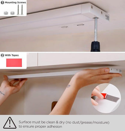 16 Inch Under Cabinet Lighting Plug in, 9W 120V 3 Color 3000K/4000K/5000K, 3 Brightness, Super Bright, Ultra Thin Under Counter Lights for Kitchen, Linkable LED Cabinet Light, White