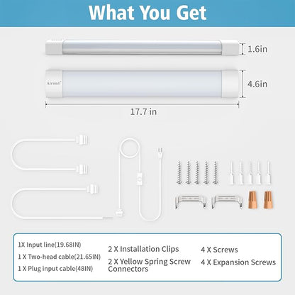 Airand LED Ceiling Light Fixture with Plug 5000k, Triproof LED Tube Light 16W Linkable Closet Lights for Workbench Kitchen Basement Garage Corridor Bathroom Office Overhead Lighting with Plug in Cord
