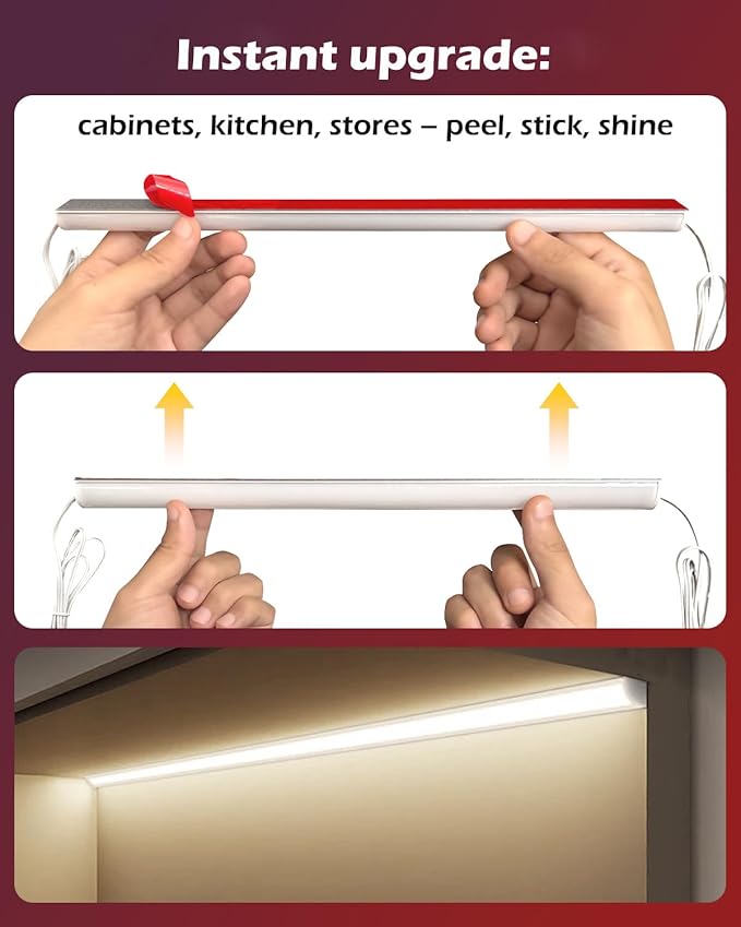 Cefrank Under Cabinet LED Light Bars, V-Shape, 8pcs 12", 16 Watt 1600 Lumens, Warm White 3000K