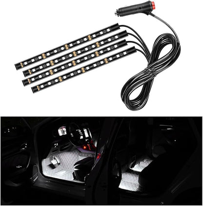 Ohleats Car LED Strip Light, 48 LED RGB Auto Interior Atmosphere Lights, Cigarette Lighter Under Dash Ambient Night Light, Interior Lamp Lighting Kit (White, Cigarette Lighter)