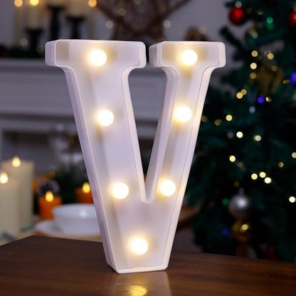LED Marquee Sign Light Up Letters, Alphabet Light Up Letters Sign, Battery Powered LED Letter Lights for Night Light, Wedding, Birthday, Party, Christmas or Home Decor (Letter V)