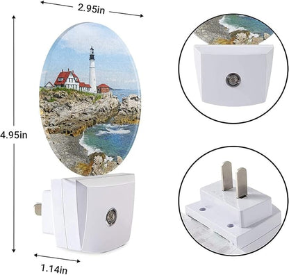 EKOBLA Lighthouse Plug-in Night Light, Coastal Seaside Lighthouse LED Nightlight for Bedroom, Living Room & Bathroom