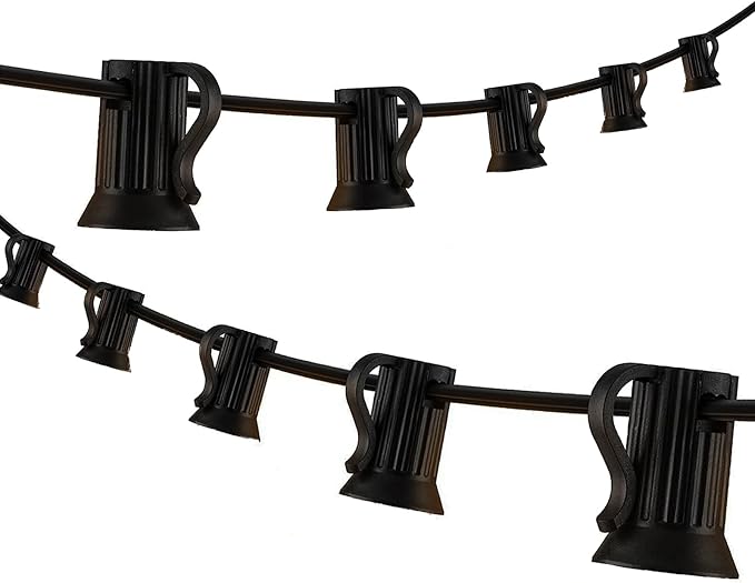 C7 Black Sockets String - 25FT 12" Spacing - Outdoor Christmas Stringer Set