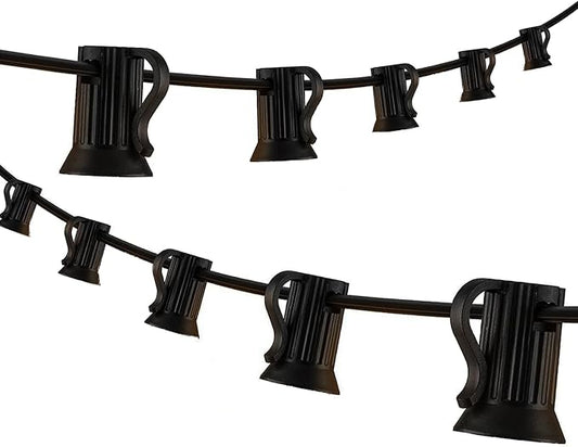 C7 Black Light String 50FT with E12 Christmas Light Sockets, 12" Spacing, C7 Outdoor Christmas Stringer Set String Lights for Wedding Patio Event Lighting Decor