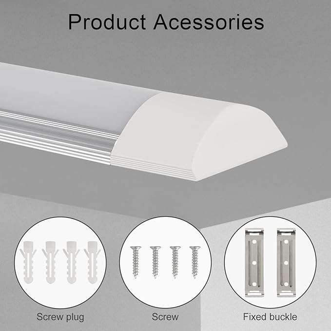 2-Pack 3FT LED Batten, Close to Ceiling Light fixtures, 30W, Ultra-Thin Day Light, 4000K, IP20, LED Ceiling Light for Garage, Stores, Warehouse, Office, Corridor, supermarkets, etc.