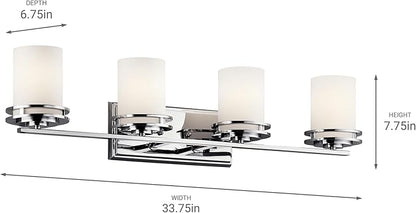 Kichler Hendrik 33.75" 4 Light Vanity Light with Satin Etched Cased Opal Chrome