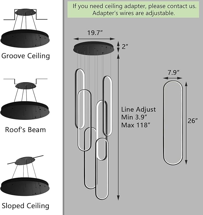 Modern LED Chandeliers for Foyer Entryway High Ceiling Long Staircase Chandeliers Dimmable Dimmable Flush Mount High Villa Foyer 2700k-6000k
