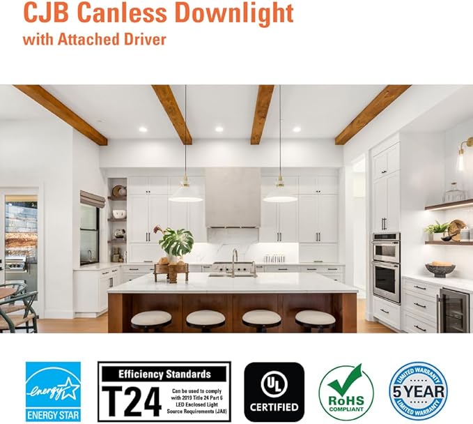 HALO CJB 6 inch 5CCT Canless Recessed Integrated LED Downlight with Attached JBOX 12 Pack