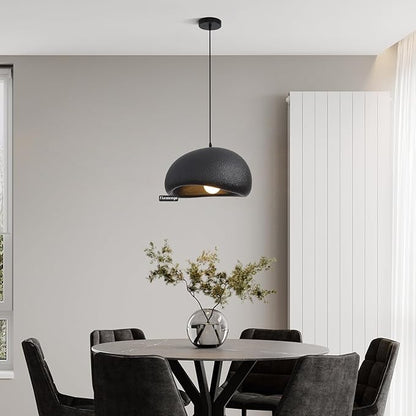 15.7in Wabi Sabi Pendant Light, Kitchen Island Lighting Fixture Ceiling Mount Japanese Lamp Japandi Chandelier for Dining Living Room Hallway Bedroom Restaurant Hanging Lamp, Black 1 Pack