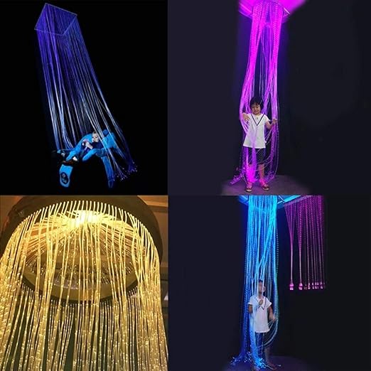 AZIMOM 50pcs PMMA Plastic Flash Point Fiber Optic Strands Light Side Glow Curtain Waterfall Optical 0.04in 6.5ft Fiber Cables for LED Light Engine Driver Source