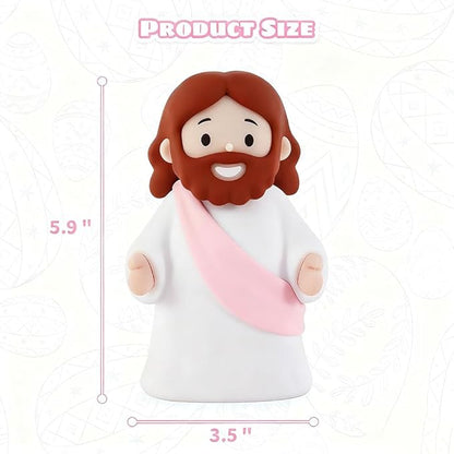 Jesus Night Light Rechargeable Bedside Night Light Dimmable Silicone LED Light Ideal for Religious Gatherings, Gifts for Sunday School, Baptism Presents, Easter Egg Decorations (Pink)