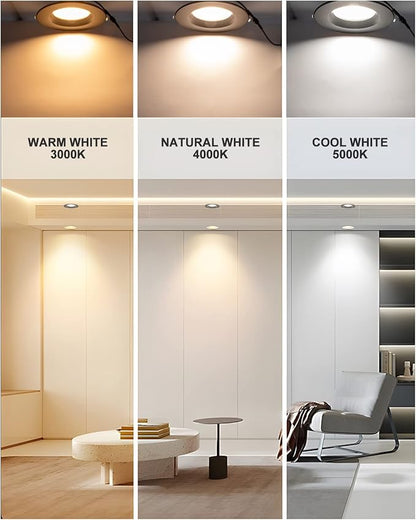 Lightdot 6 Inch Recessed Lighting 6 Pack Black, 12W Dimmable LED Downlight 3CCT Selectable (3000K/4000K/5000K), Anti-Glare Slim Canless Ceiling Light