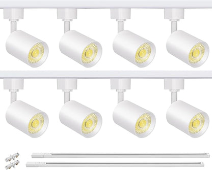 VANoopee 8-Light LED Track Lighting Kit with 6.6FT H Type Track Rails, Dimmable Track Light Heads Bright Ceiling Spotlight Fixture for Kitchen Accent Art, 3000K Warm White, No Flicker 10W 800lm White