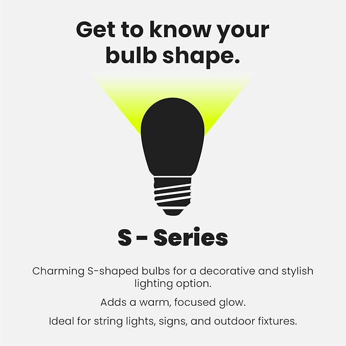 Feit Electric S14 LED Filament Light Bulbs, High Output, 2200K Warm White, 70 Lumens, String Light Replacement Bulbs, 15,000-Hour Lifespan, Clear Durable Housing, S14/822/FILED/4, 4 Pack