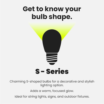 Feit Electric S14 LED Filament Light Bulbs, High Output, 2200K Warm White, 70 Lumens, String Light Replacement Bulbs, 15,000-Hour Lifespan, Clear Durable Housing, S14/822/FILED/4, 4 Pack