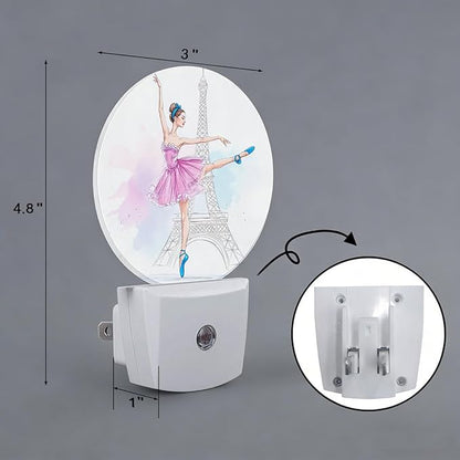 Ballet Girl Eiffel Tower Paris Night Light Plug-in Sleep Lamp Led Dusk to Dawn Night Light for Bedroom