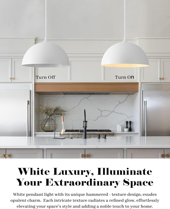 Oversize White Pendant Lights Kitchen Island, 16 Inch White Dome Pendant Light, Modern Farmhouse Pendant Light for Kitchen Island, Dining Room, Cafe, Bar, 3 Packs