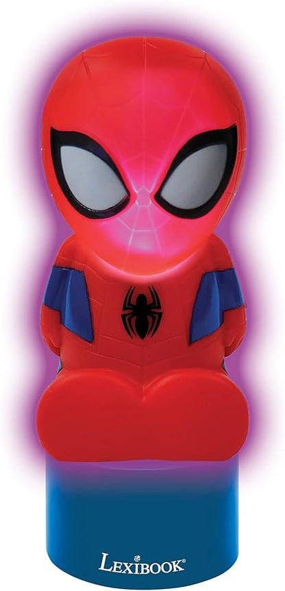 LEXiBOOK Spiderman, Nightlight and Speaker for Children's Room, Color Change, Soft Light, Battery Operated, Blue/Red, NS01SP