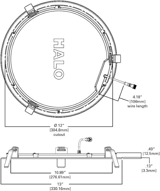 HALO HLB 12 Inch LED Recessed Light, Thin Canless w/Selectable Lumens and Color Temperatures, 0-10V Dimming, 120-277V Input - HLB12LS9FSE010MWR