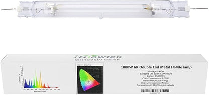 6000K 1000W Double Ended MH Grow Light Bulb,1000 Watt DE Metal Halide Grow Lamp,High PAR Enhanced Blue and Violet Spectrum,Compatible with Ballasts of 1000W Double Ended HPS Bulb