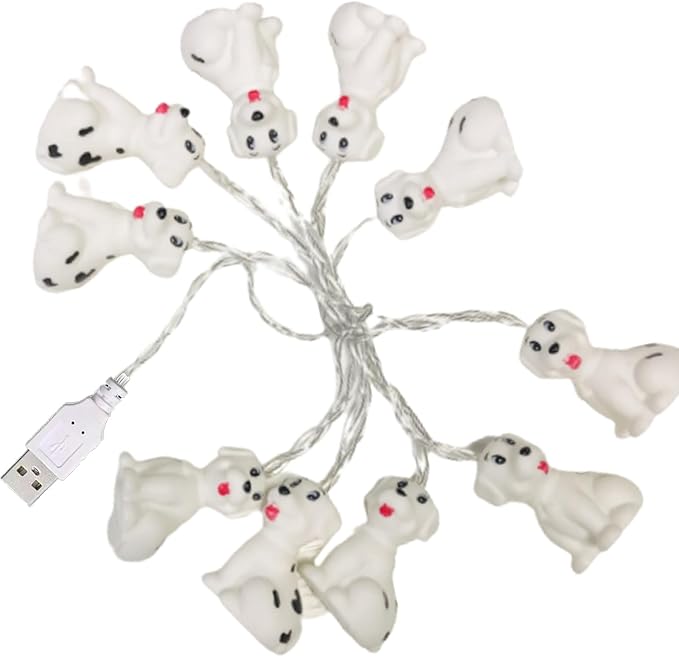 1.65M Cute Animal Dog Shape 10 Led Fairy Lights Spotty Dog String Lights USB Powered for Halloween Christmas Thanksgiving Home Party Children Kids Bedroom Decoration (Spotty Dog)