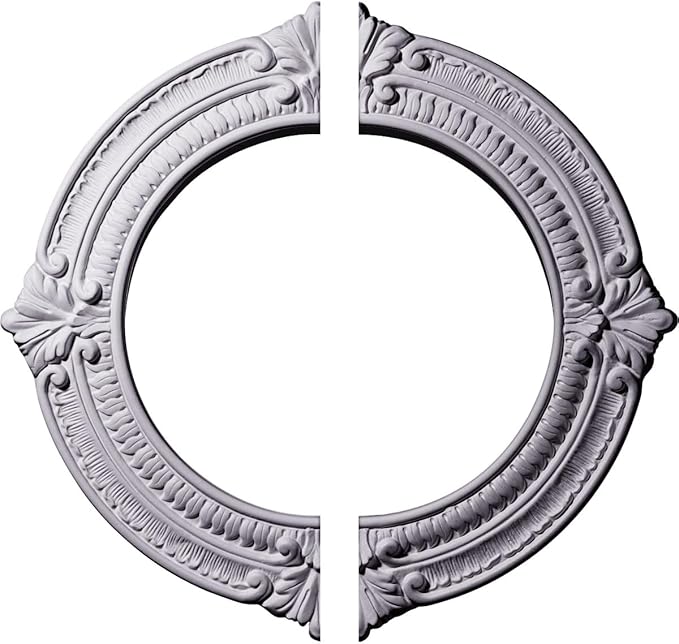 Ekena Millwork CM13BN2 13 1/8"OD x 8"ID x 5/8"P Benson Ceiling Medallion, Fits Canopies up to 8", 2 Piece