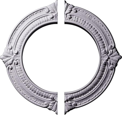 Ekena Millwork CM13BN2 13 1/8"OD x 8"ID x 5/8"P Benson Ceiling Medallion, Fits Canopies up to 8", 2 Piece