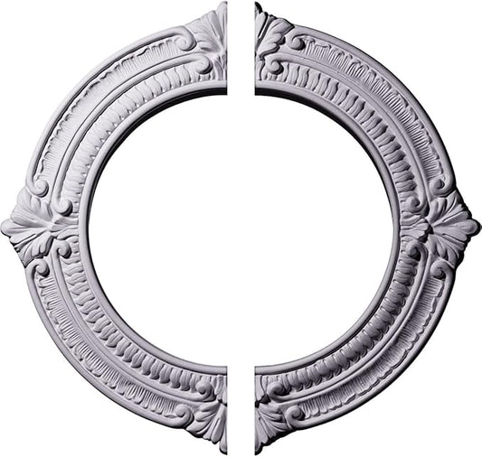Ekena Millwork CM13BN2 13 1/8"OD x 8"ID x 5/8"P Benson Ceiling Medallion, Fits Canopies up to 8", 2 Piece