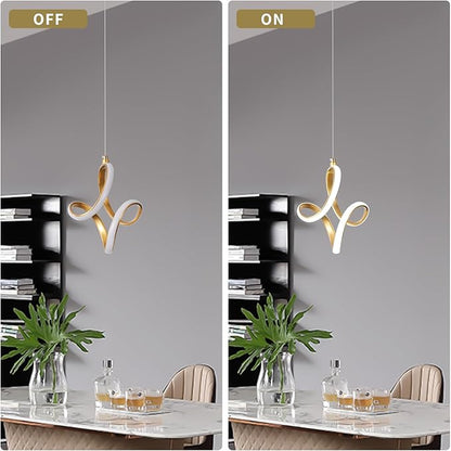 2 Packs Modern Led Pendant Light 5500K Cold White Kitchen Island Pendant Light Fixtures Adjustable Height Led Pendant Lamp for Kitchen Island Dining Room Hanging Light, 2 Packs (Gold)