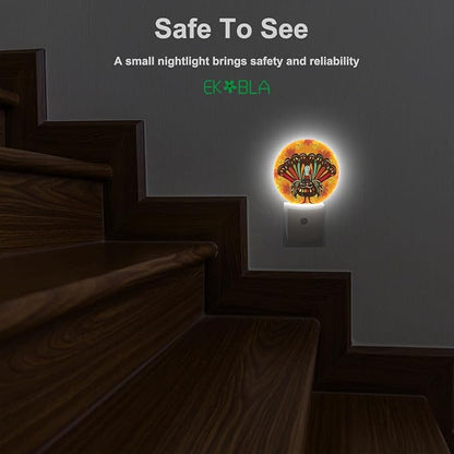 EKOBLA Thanksgiving Plug-in Night Light, Turkey & Fall Maple Leaf LED Nightlight with Auto Sensor, 0.5W Sleep Friendly
