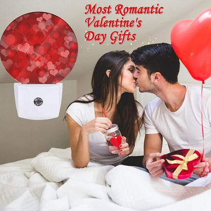 EKOBLA Red Heart Plug-in Night Light, Romantic Love Valentine Theme LED Nightlight with Auto Sensor for Home Decor