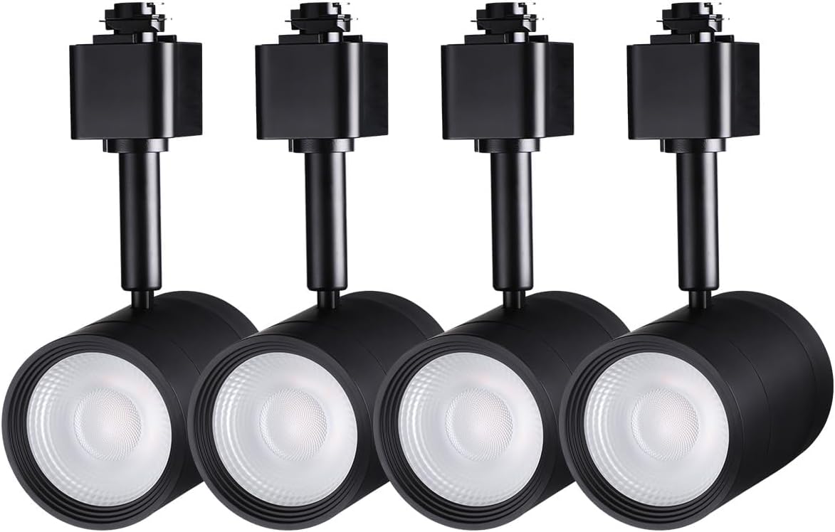 LEONLITE Studio Series 8.5W LED H Track Lighting Heads, ETL Listed, Dimmable Retail Track Light Heads for Store Shop Cafe, 600LM, CRI90, H Track Lighting, 2700K Soft White, Matte Black, Pack of 4