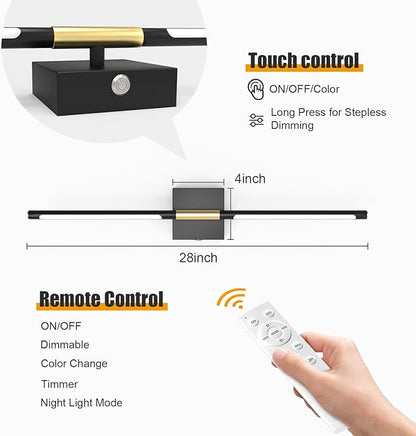 Battery Operated Wall Sconces Set of 2 Rechargeable LED Wall Lights, Dimmable 3000K-6500K, Battery Sconces Wall Decor for Bedroom Living Room Hallwayated Wall Sconce （2 Pack）