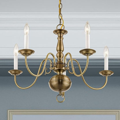 Livex Lighting 5005-91 Williamsburgh Chandelier With No Shades, 18" x 24" x 18", Brushed Nickel