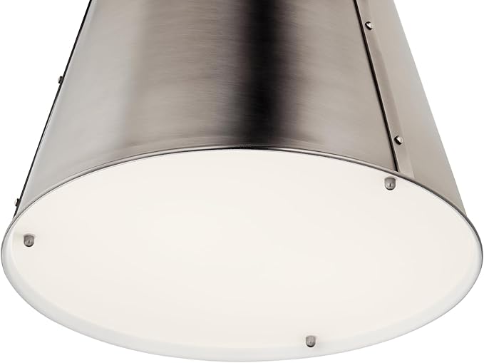Kichler Etcher 1-Light Pendant Light Fixture with Etched Painted White Glass Diffuser, Kitchen Island Hanging Light in Classic Pewter for Dining Room (17" x 13"), 52710CLP